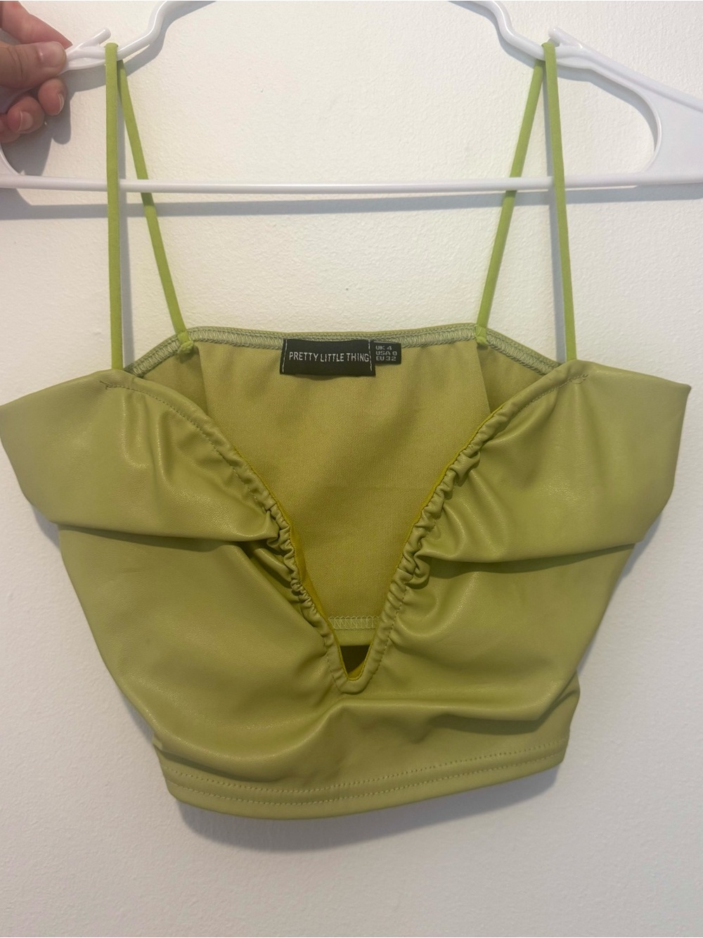 PrettyLittleThing Green V-Ruched going out top